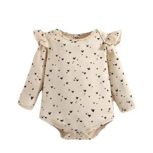 Romper hartjesprint naturel